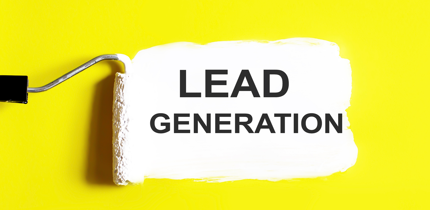 LEAD GENERATION.One open can of paint with white brush on it on yellow background. Top view. Repairing concept.